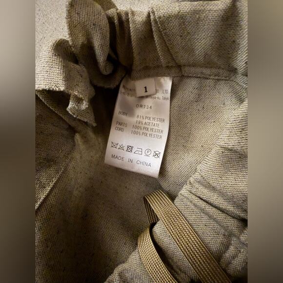 Rhodolirion Oatmeal linen pants with side ruffle elastic waist S NWOT - Picture 4 of 7